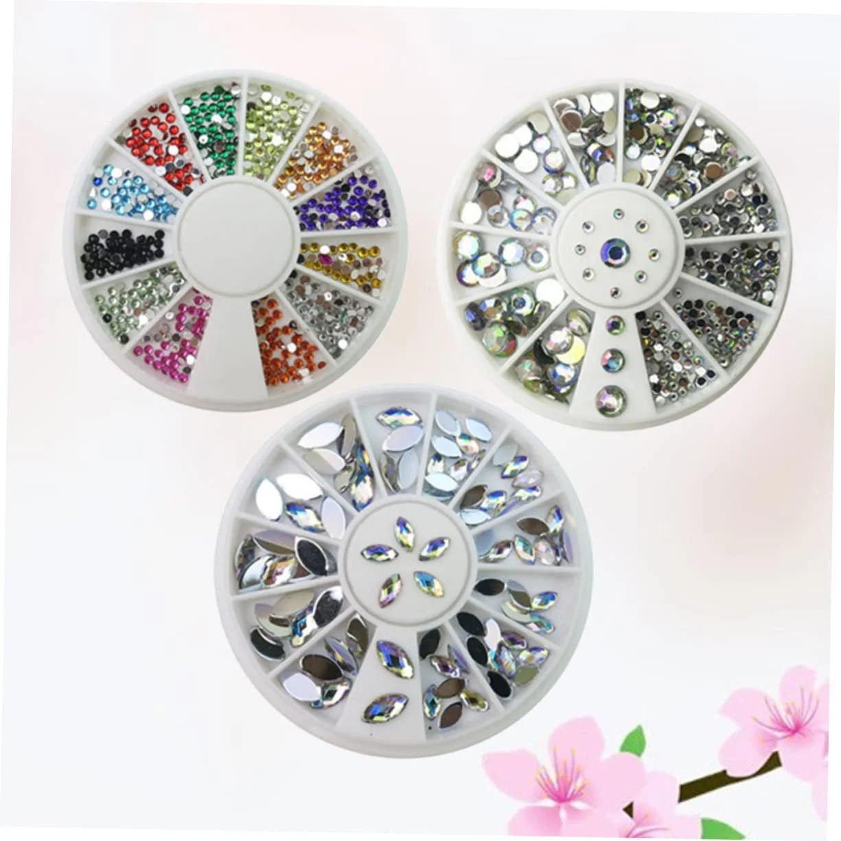 Аксессуары для ногтей FRCOLOR 3 шт., кристаллы плоской формы, хрустальные бусины, стеклянные болты, AB бриллианты для ногтей с плоской задней частью, круглые стеклянные ногти для маникюра, фото №2