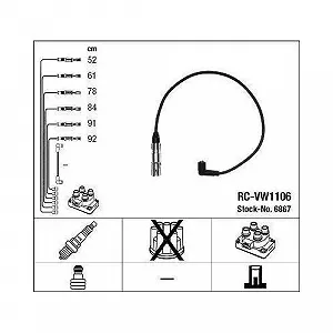 Комплект проводів запалювання NGK 6867 synthetic.ua - Фото 1