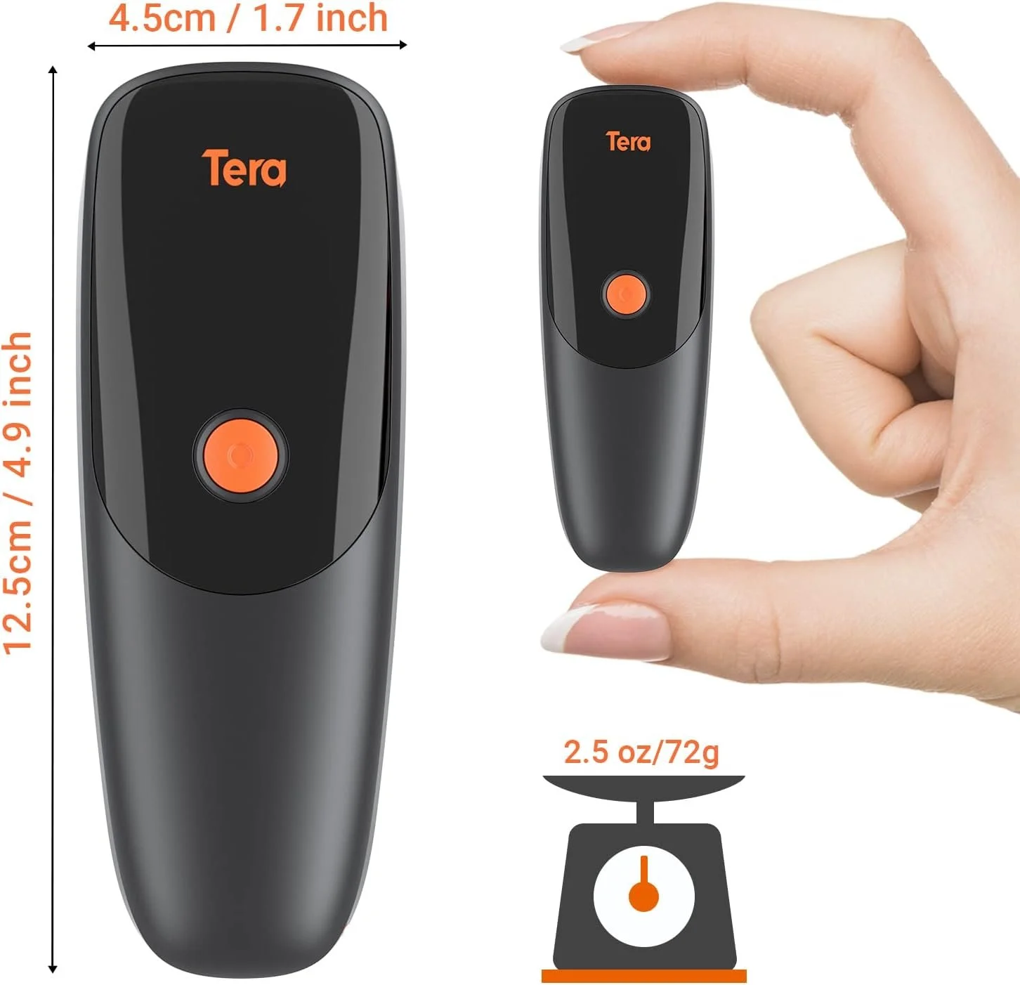 Сканер штрих-кодів Tera 1300 Чорний-помаранчевий, фото №4