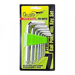 Набор ключей шестигранных с шаром изогнутых Alloid 7 предм 2,5-10 мм НШ-Ш0712 НШ-Ш0712 - Фото 1