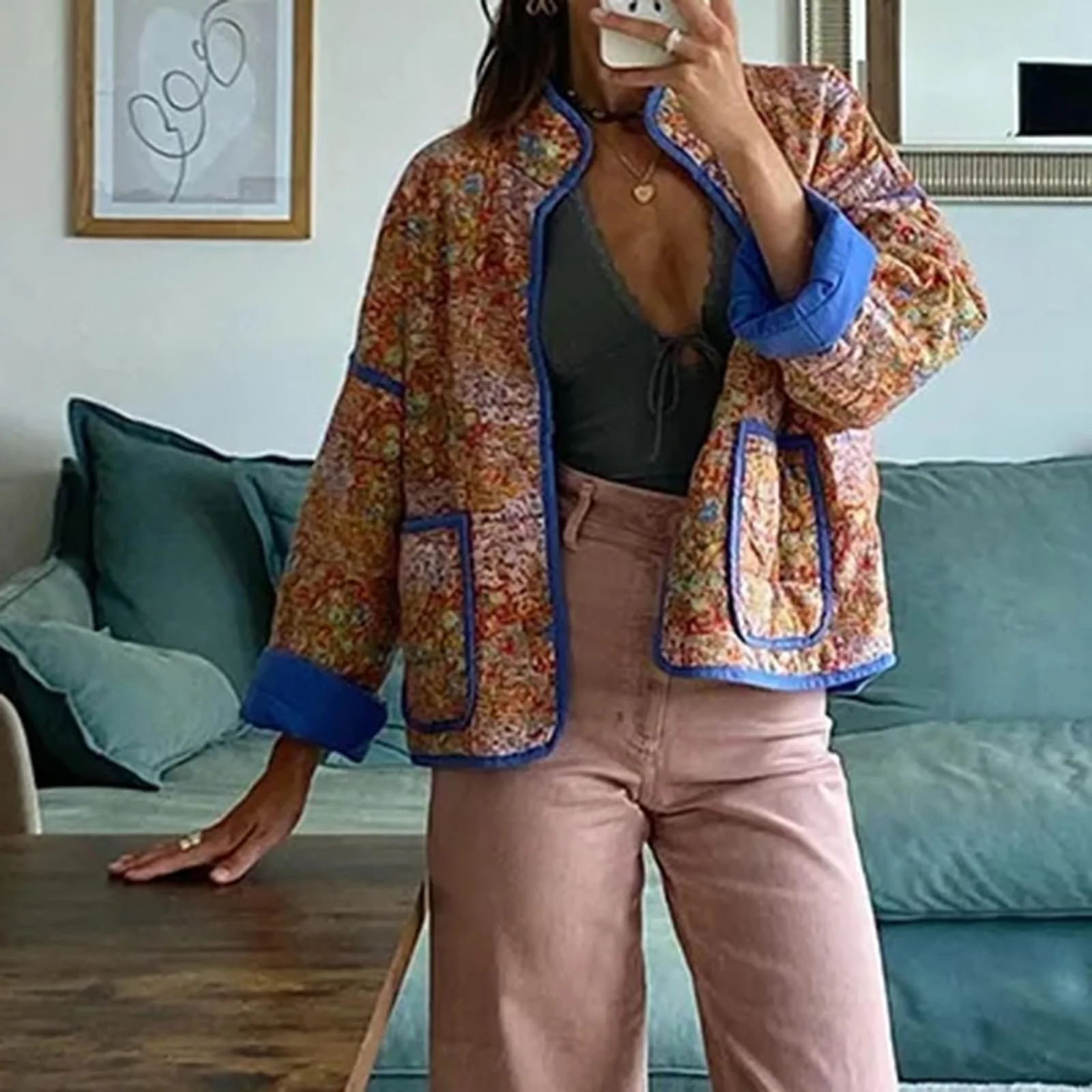 Куртка Loalirando С цветочным принтом, длинный рукав, фото №3