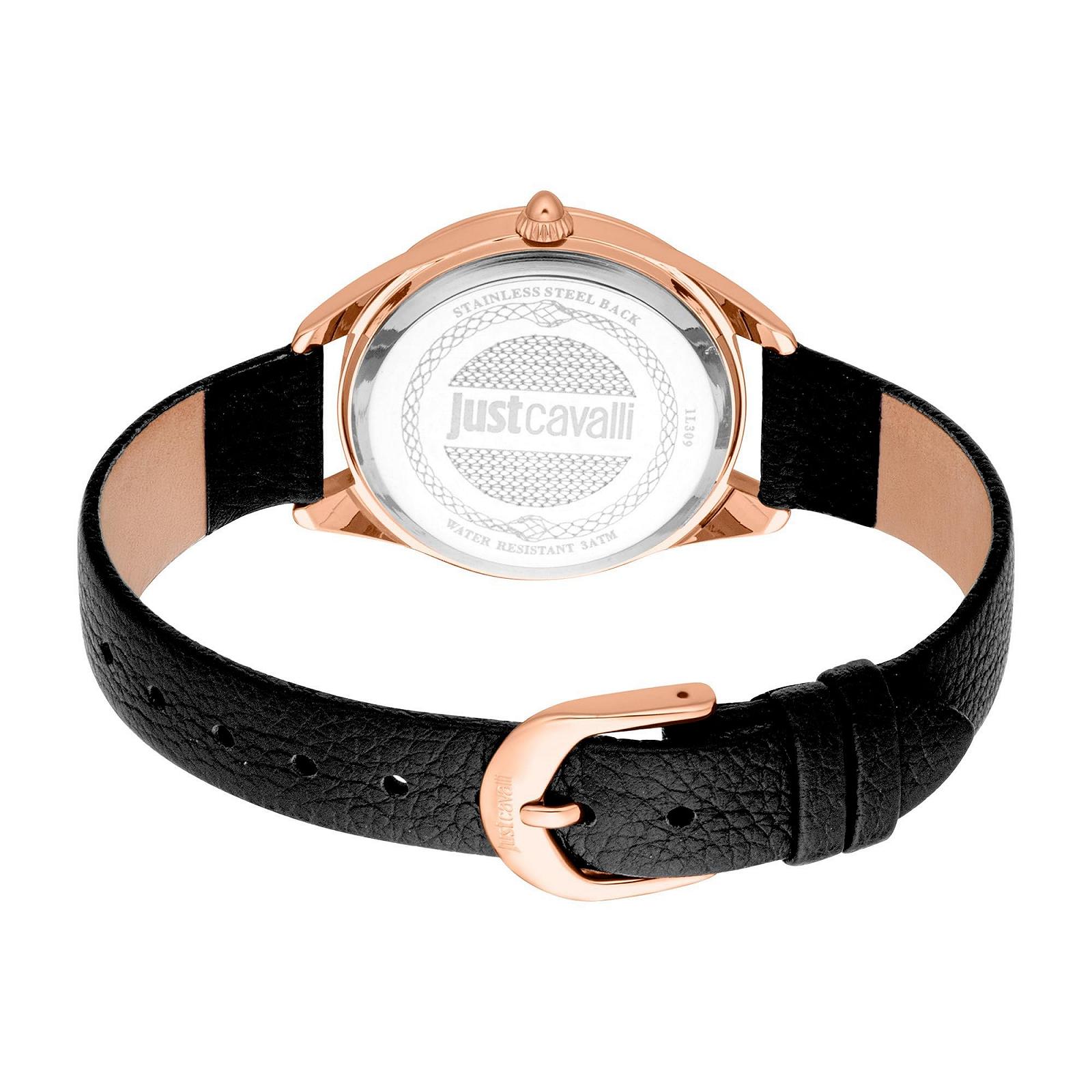 Женские аналоговые кварцевые часы Just Cavalli JC1L309L0035, кожаный ремешок, серебристый / черный, Fashion, фото №3