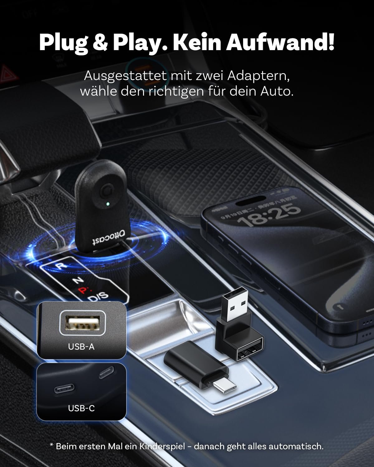 Адаптер Беспроводной CarPlay/Android OTTOCAST Mini 2-в-1 Черный, фото №6
