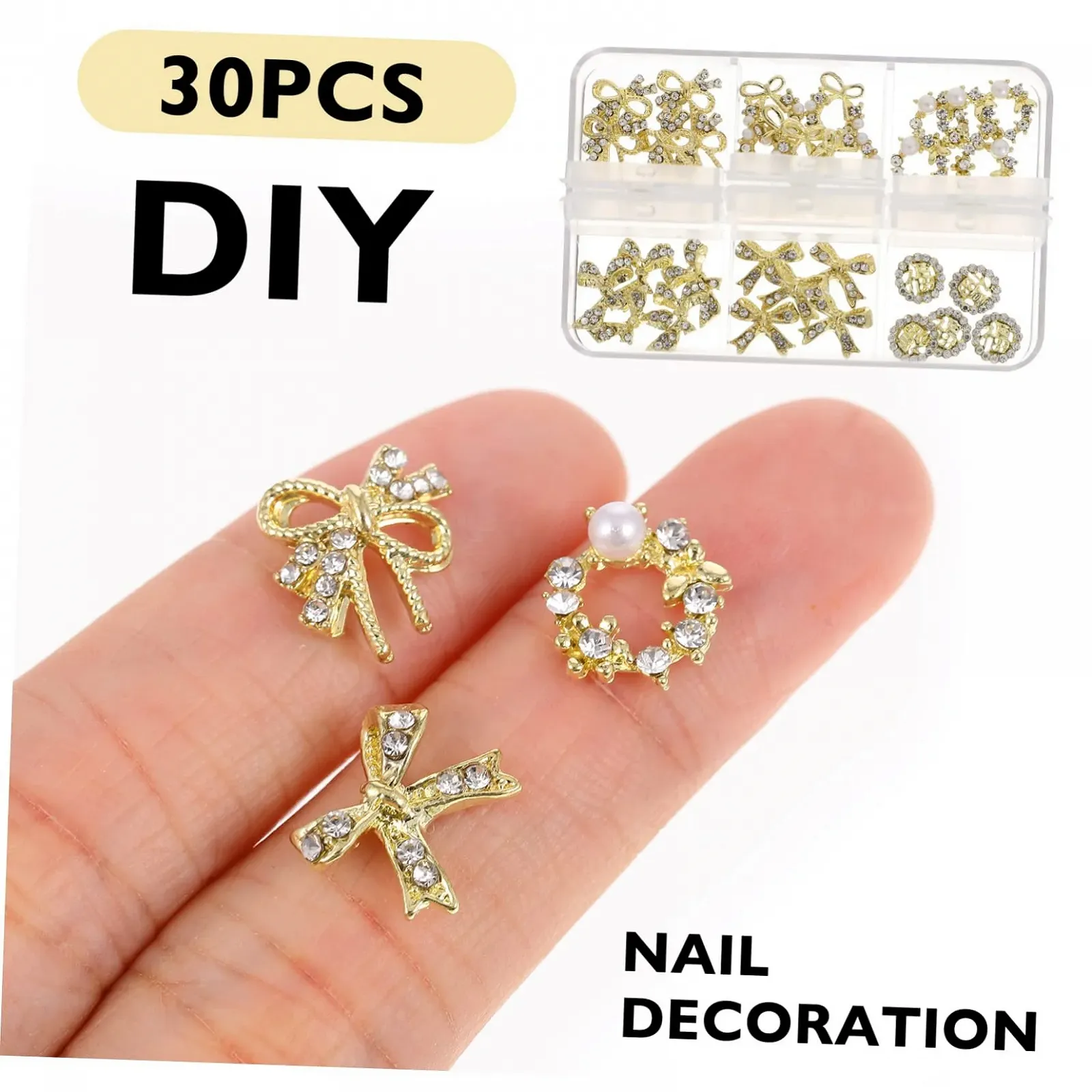 Украшения для маникюра FRCOLOR 150 штук Металл для дизайна ногтей с практичным кейсом для хранения, фото №7