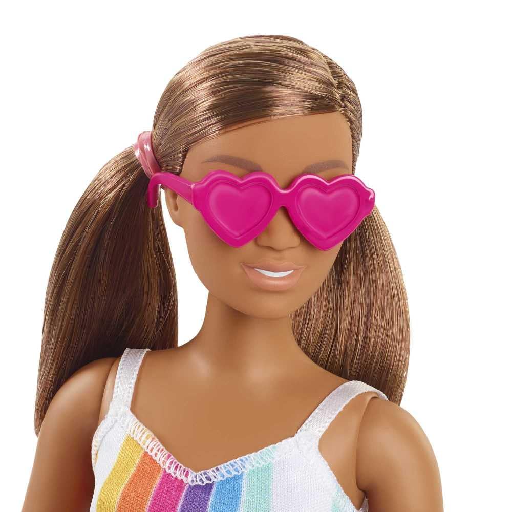Кукла Barbie GRB38 Loves the Ocean (прибл. 30 см, фигуристая, брюнетка) радужное платье, фото №3