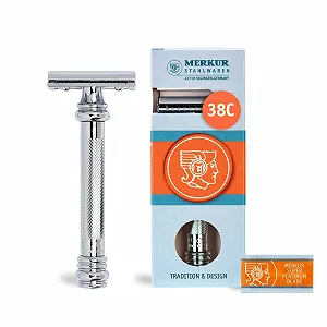 Бритва Т-образная MERKUR 38C Barber Pole Closed Comb Хром 113 г - Фото 1