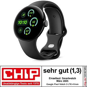 Смарт-годинник Google Pixel Watch 3 (45 мм) LTE, матовий чорний алюмінієвий корпус, обсидіановий ремінець synthetic.ua - Фото 1