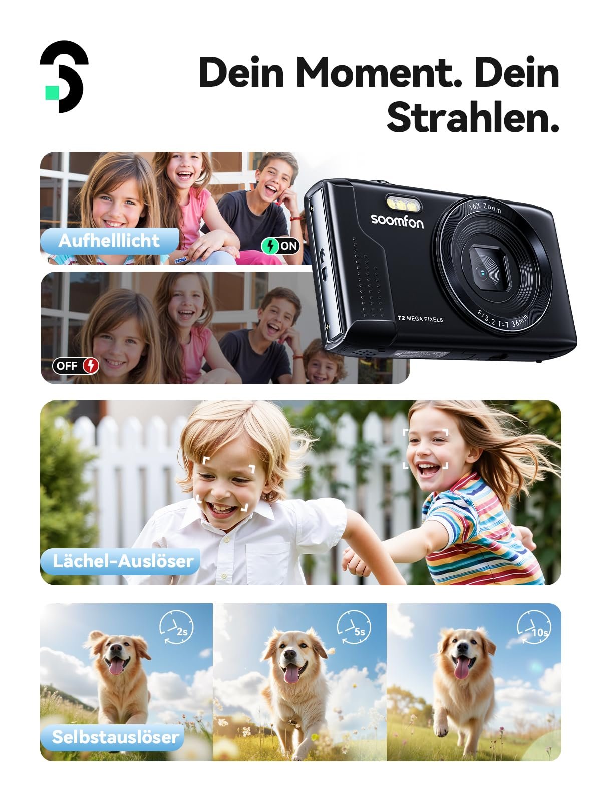 Фотоаппарат SOOMFON Digital 72MP Черный, фото №5