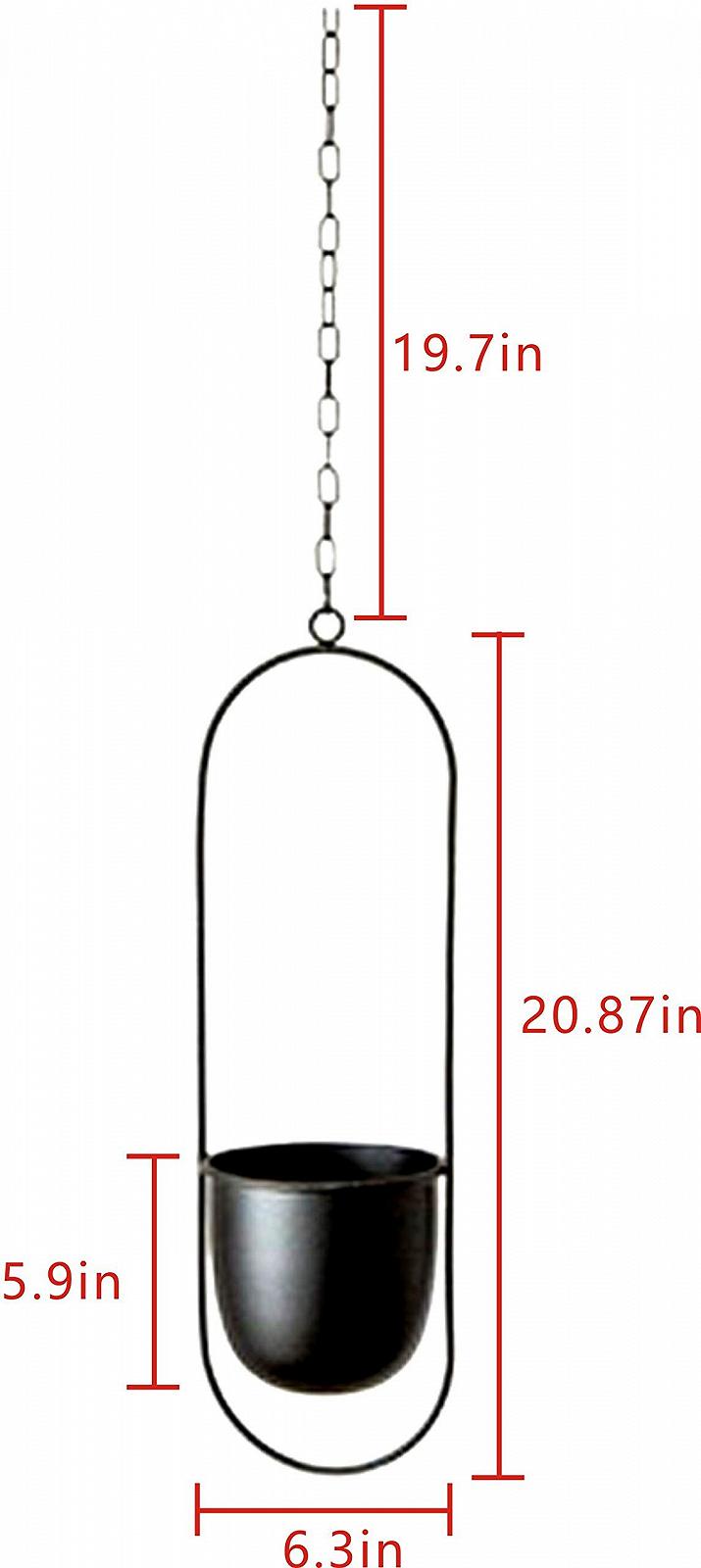 Підвісний квітковий горщик бохо металевий для стін та стелі середній чорний, фото №6 Підвісний квітковий горщик бохо металевий для стін та стелі середній чорний, фото №6