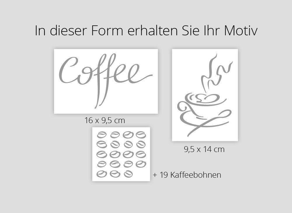 Наклейка на стіну Grandora 1045W Набір Кавова чашка та кавові зерна Кремово-білий, фото №4