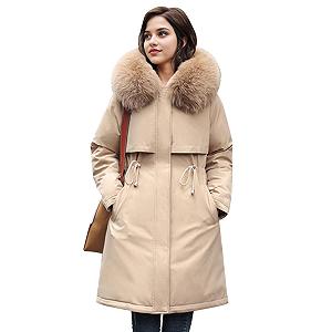 Купити Жіноча парка з капюшоном зі штучного хутра, тепла - Фото 1 Жіноча парка з капюшоном зі штучного хутра, тепла - Фото 1
