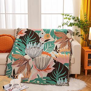 Покривало Ткане LumiSyne Двостороннє Бавовняне з Китицями Jungle synthetic.ua - Фото 1