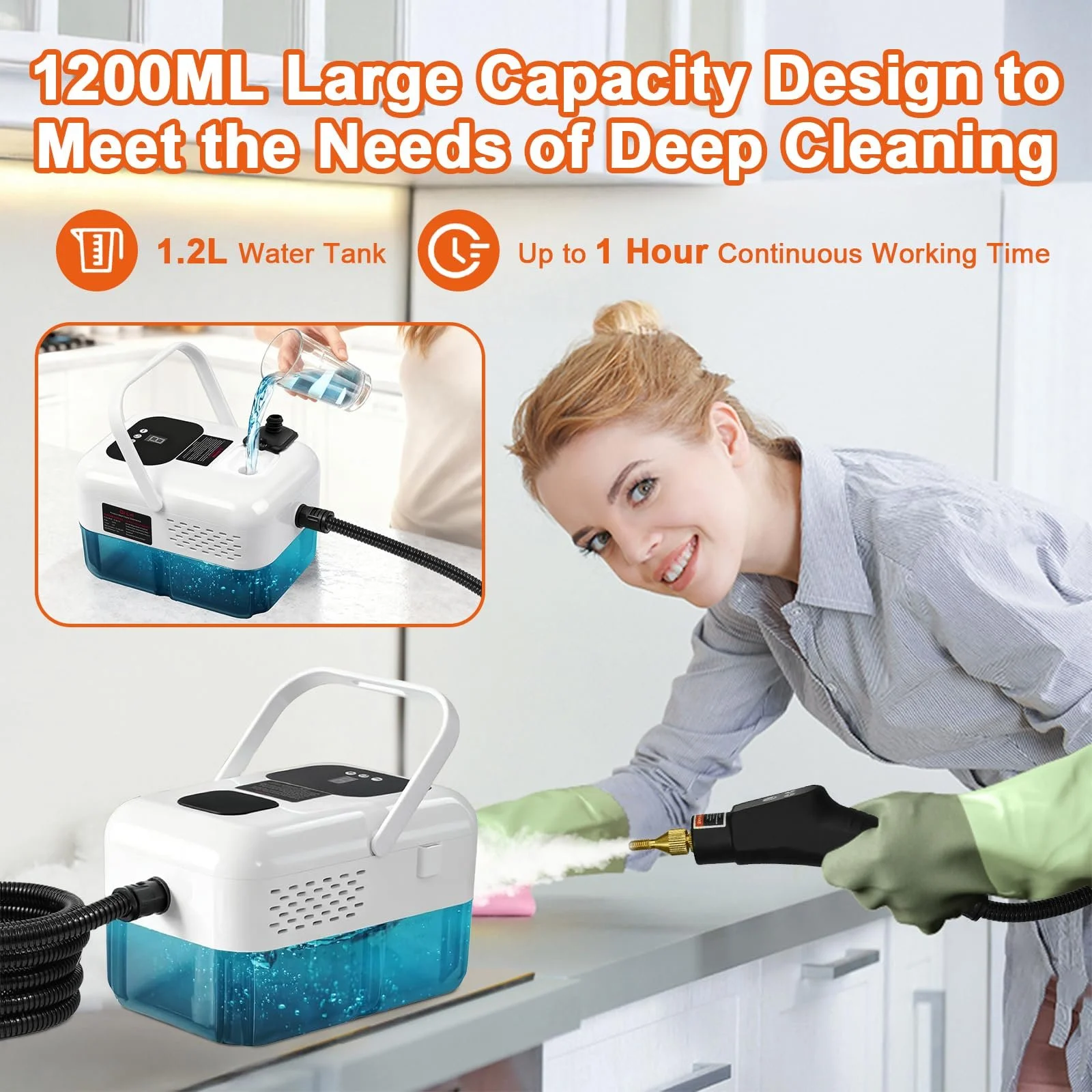 Пароочисник ручний 2500 Вт 9 рівнів цифровий екран, фото №5