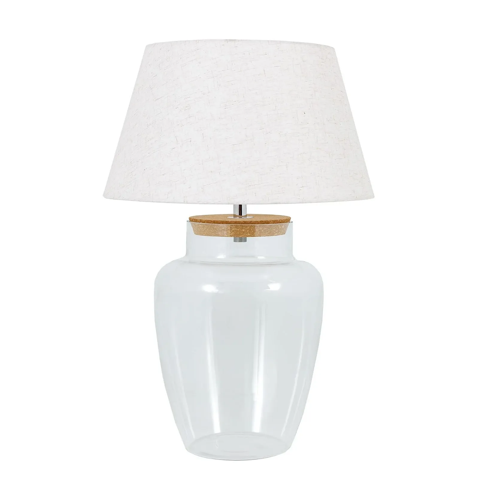 Настольная лампа Riess Ambiente Classico 75 см стеклянная с льняным абажуром Прозрачный белый, фото №1