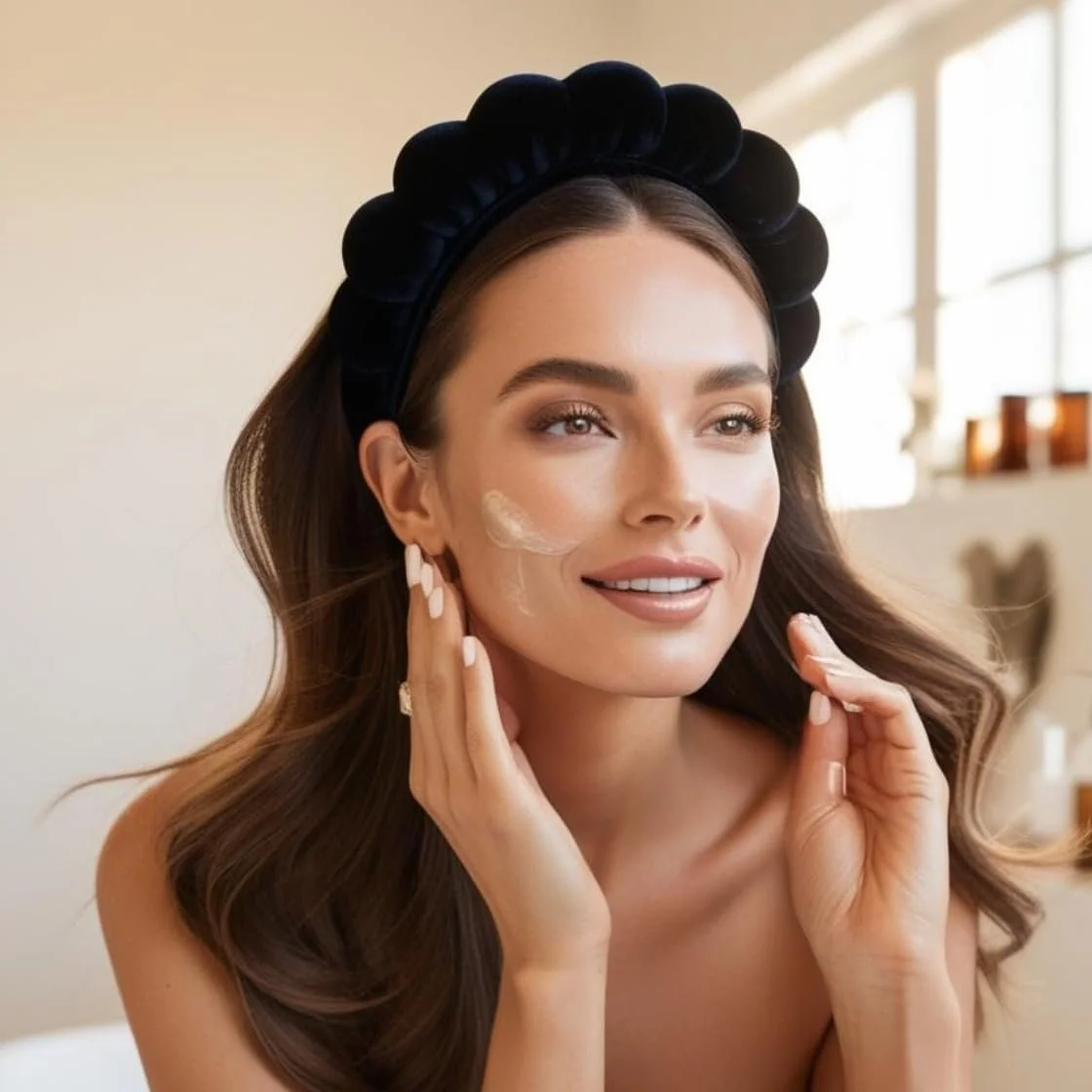 Обруч на голову Бархатная с подкладкой Черный, фото №7