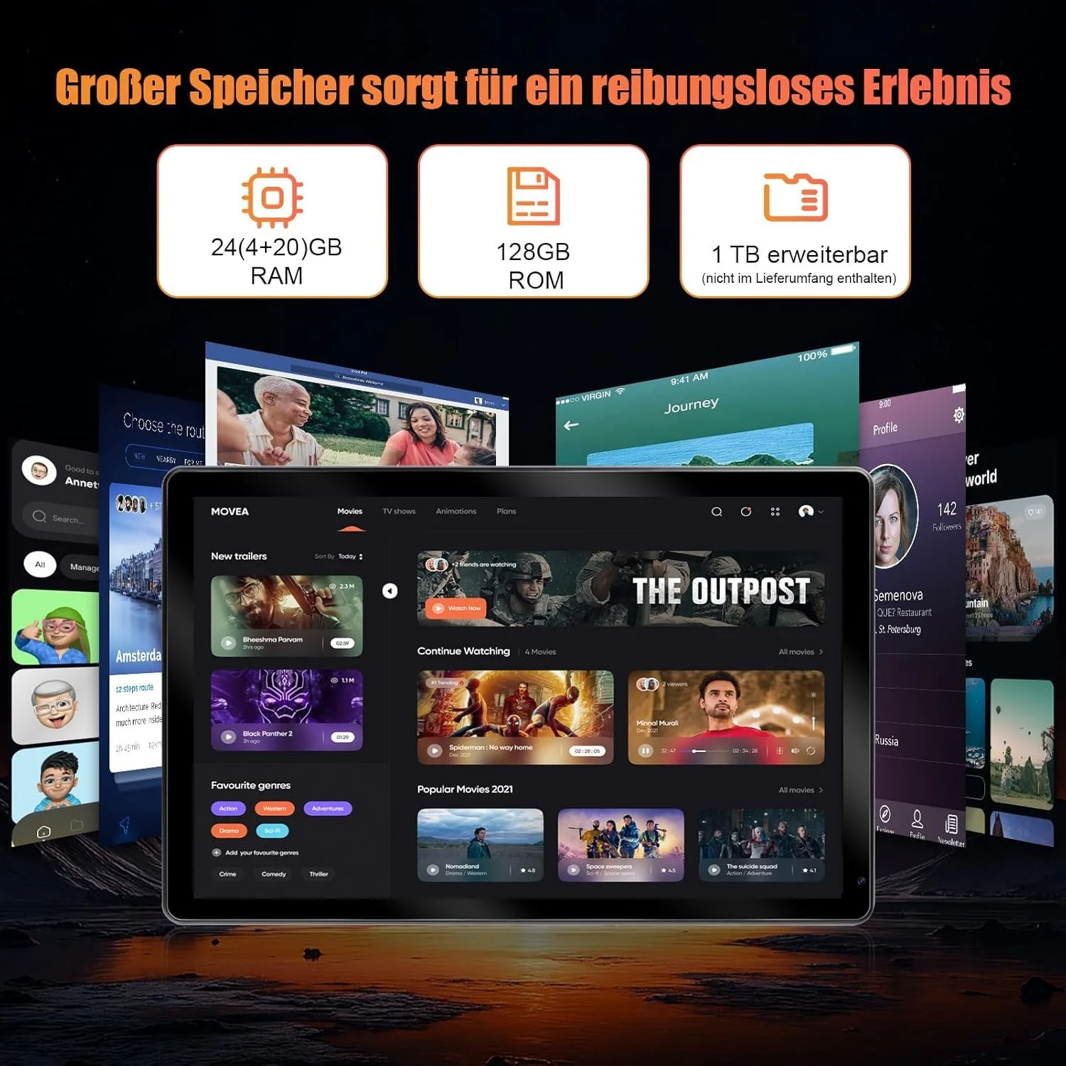 Планшет 10.1” Aumi C109 (4+20)/128Gb 8 ядер Android 15 Чорний, фото №3