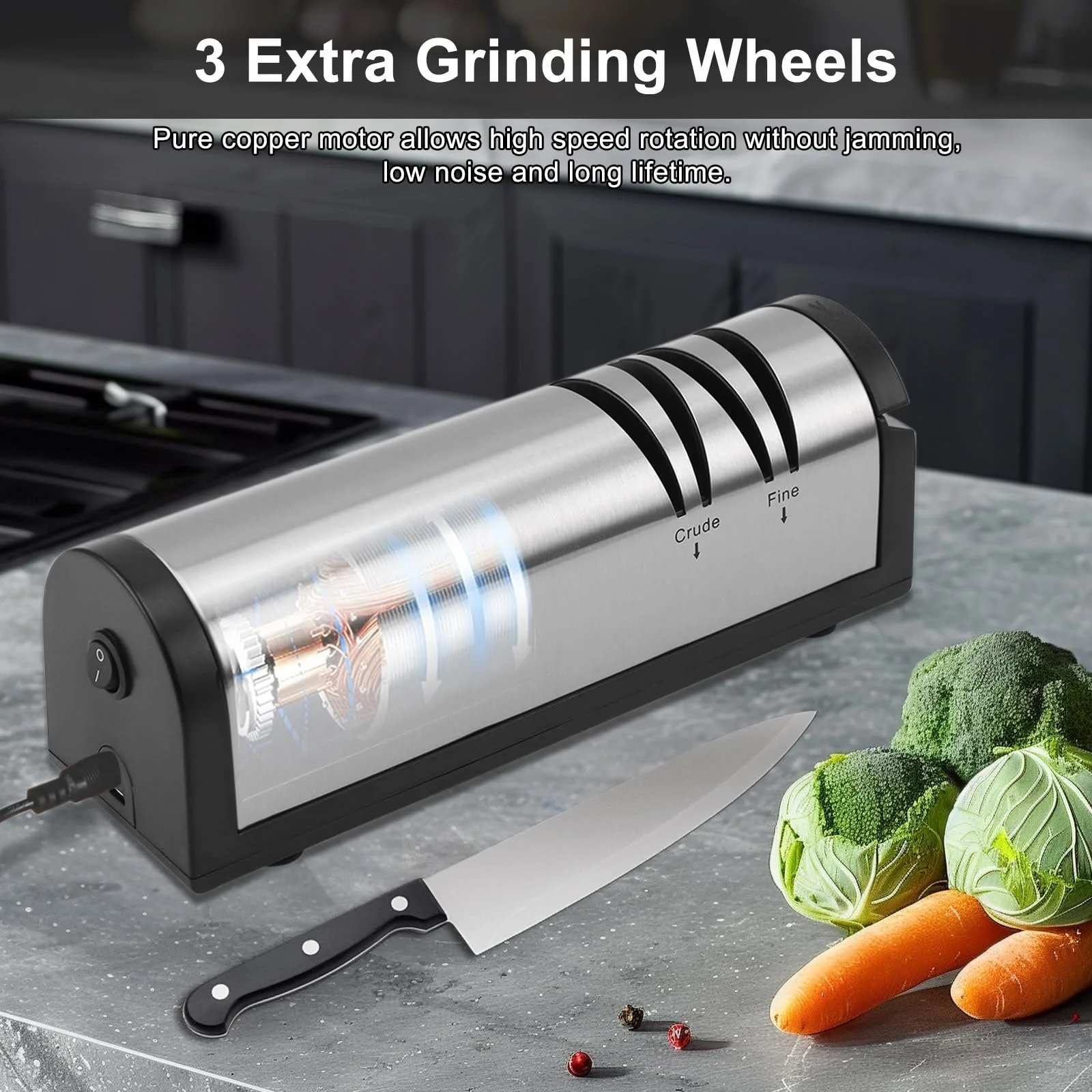 Електрична точилка для ножів NCONCO акумуляторна 2-ступінчаста нержавіюча сталь, фото №7