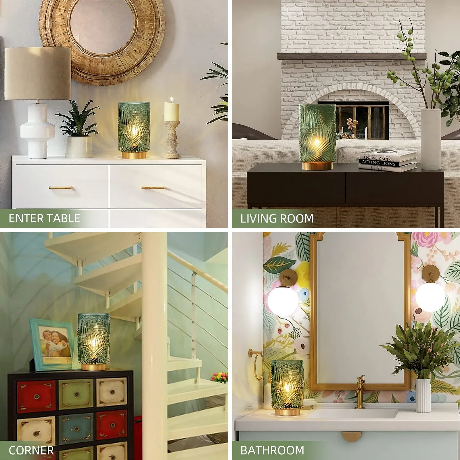 Настольная лампа MJ PREMIER Wireless Glass Battery Operated Timer L-Green, фото №6