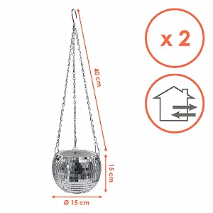 Подвесные горшки Диско-шар Набор из 2 шт 15 см Серебристый synthetic.ua - Фото 1