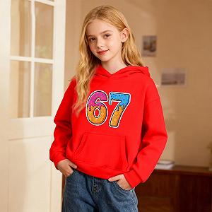 Детская толстовка с капюшоном Модная толстовка для девочки Зимняя милая печать "Лед 67" Пуловер Удобная Флисовая куртка Повседневная Толстовка с длинными рукавами synthetic.ua - Фото 1
