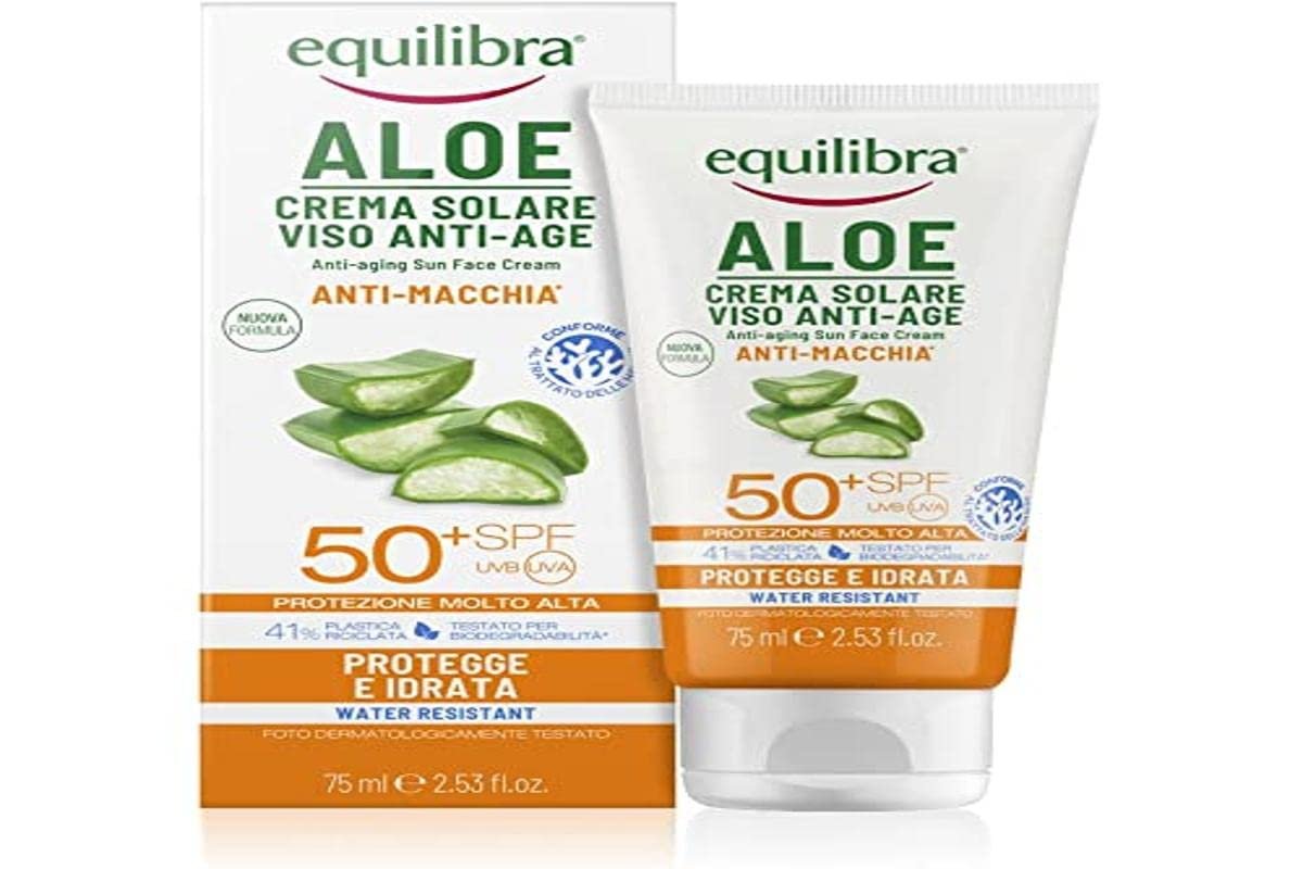 Сонцезахисний крем для обличчя equilibra Solari Aloe SPF 50+ 75 мл, фото №1