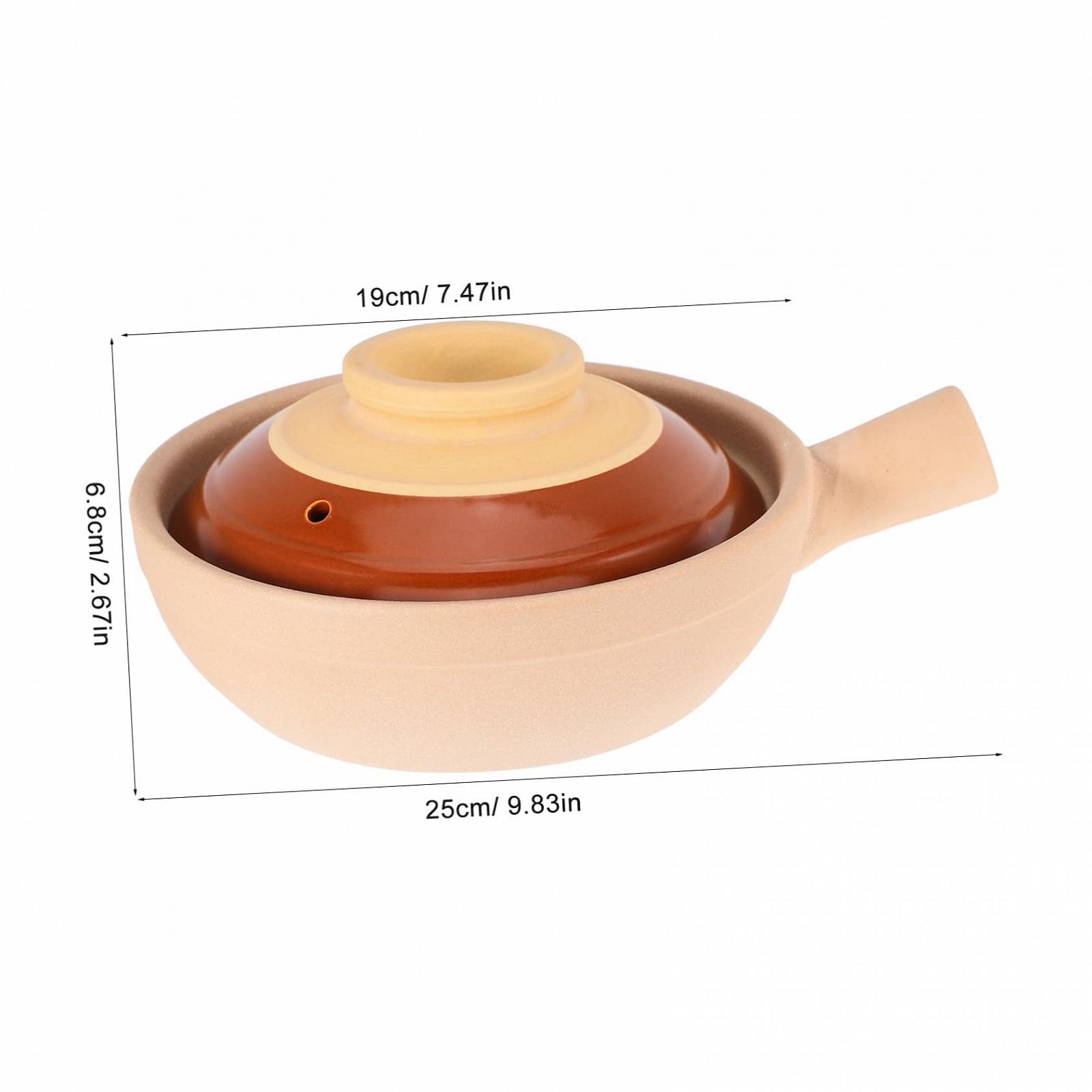 Керамічний Ківш IMIKEYA з кришкою та ручкою традиційний Глиняний для рису та супів, фото №2