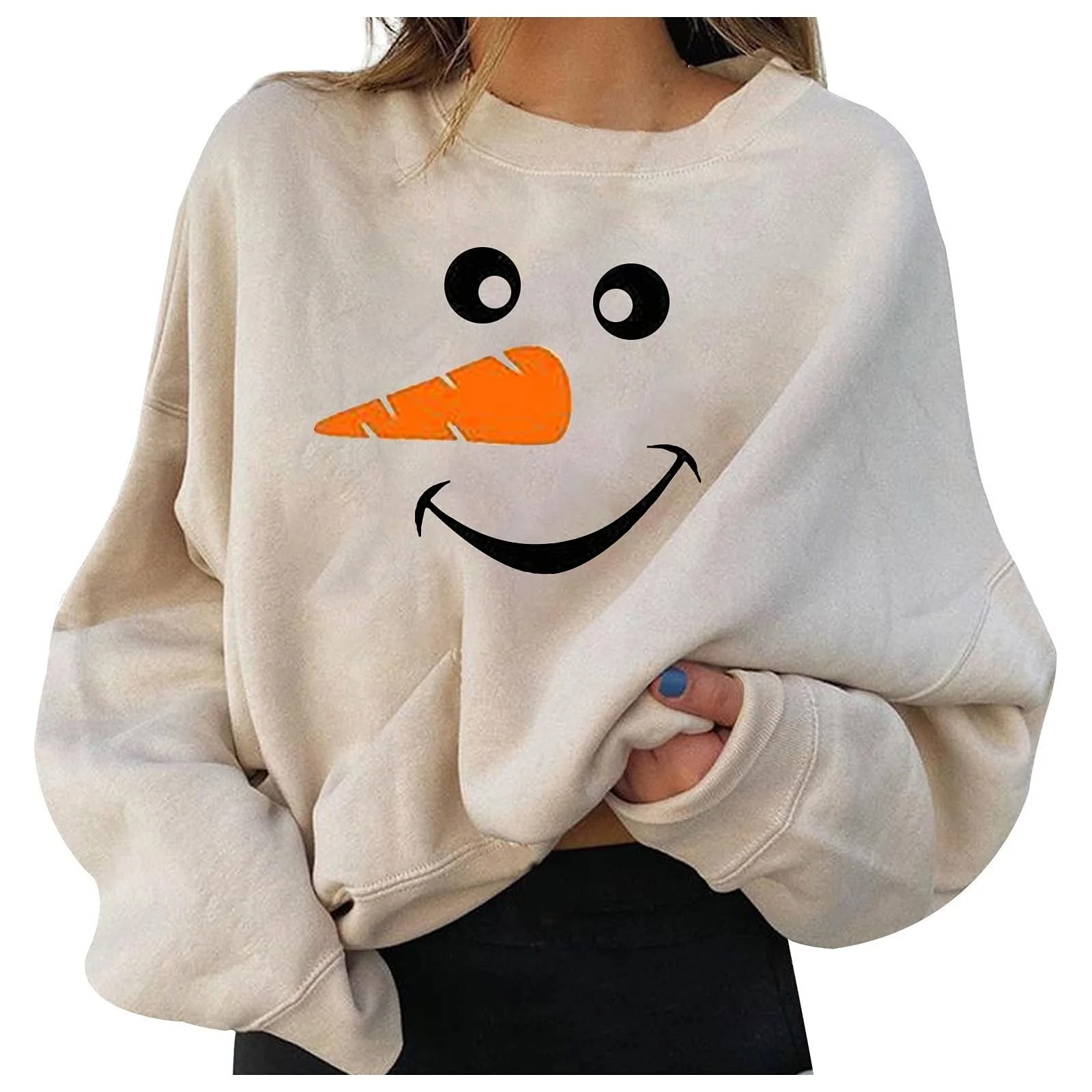 Рождественский джемпер Женский Свитшот с рождественским принтом Круглый вырез Длинный рукав Рождественская рубашка Рождественские свитшоты для женщин Рождественская футболка для девочек-подростков, фото №1