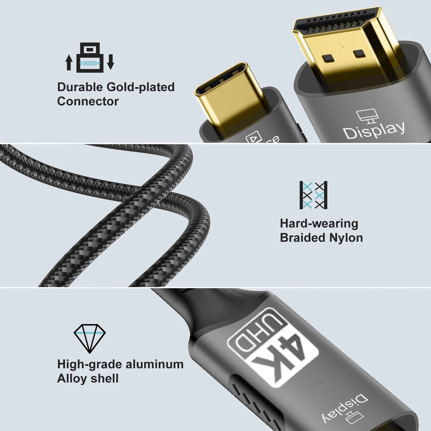 Кабель FDBRO перехідник USB-C to HDMI v2.0 4K 1m, фото №4 Кабель FDBRO перехідник USB-C to HDMI v2.0 4K 1m, фото №4
