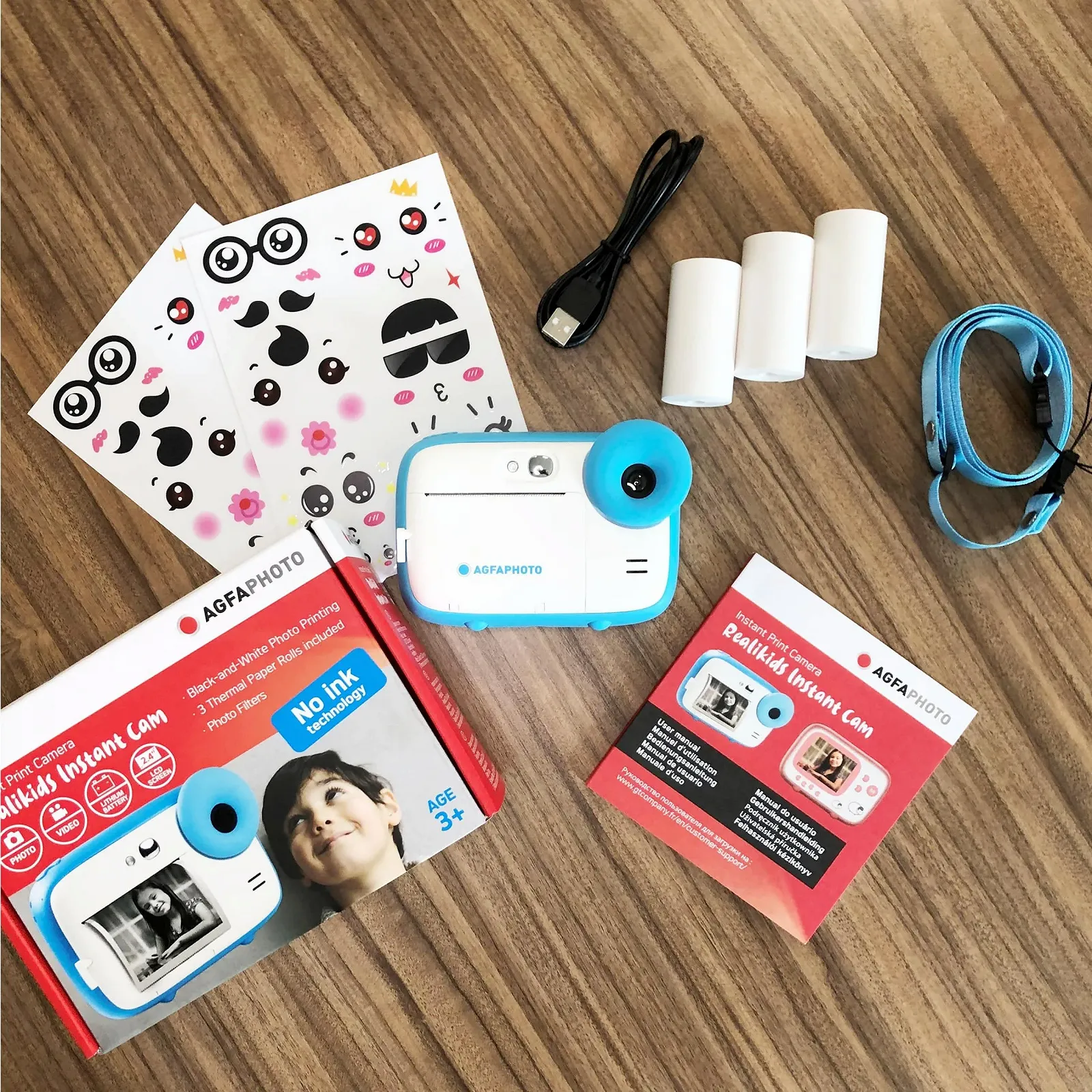 Камера миттєвого друку AGFA Photo Realikids Instant Cam ATP3WH LCD 2.4 дюйма 3 рулони термопаперу Синя, фото №9