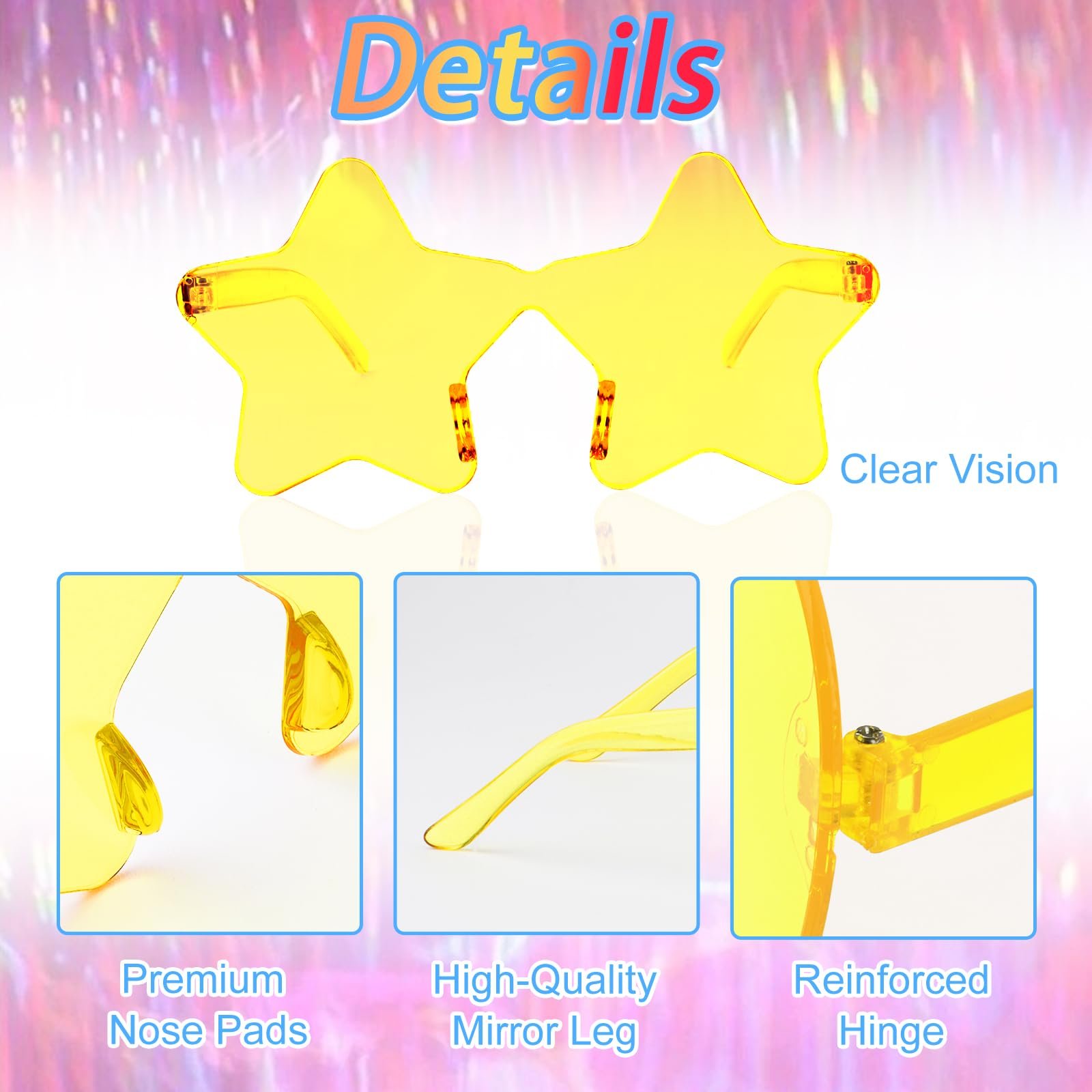 Сонцезахисні окуляри RISVOWO Набір 14 шт. Серце і зірка Різнокольорові, фото №3