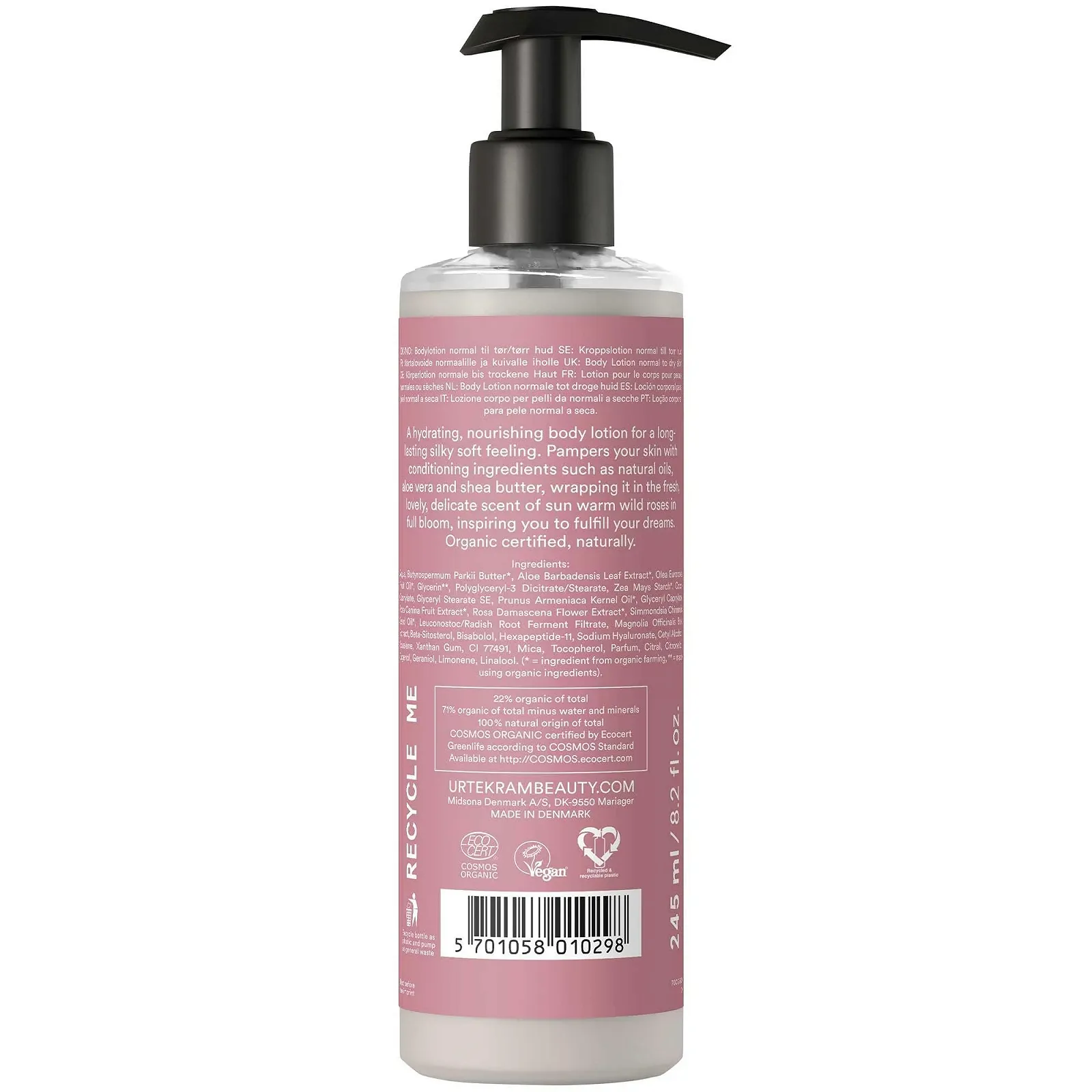 Лосьйон для тіла Urtekram Organic Soft Wild Rose Зволожуючий 245 мл (2 шт), фото №2