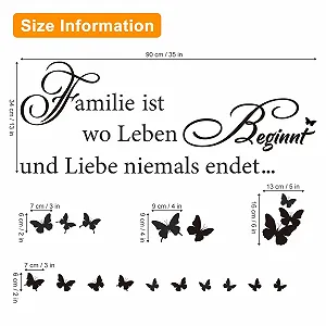 Наклейка на стіну Modern Black Butterflies with Quotes 90 x 34 см synthetic.ua - Фото 1