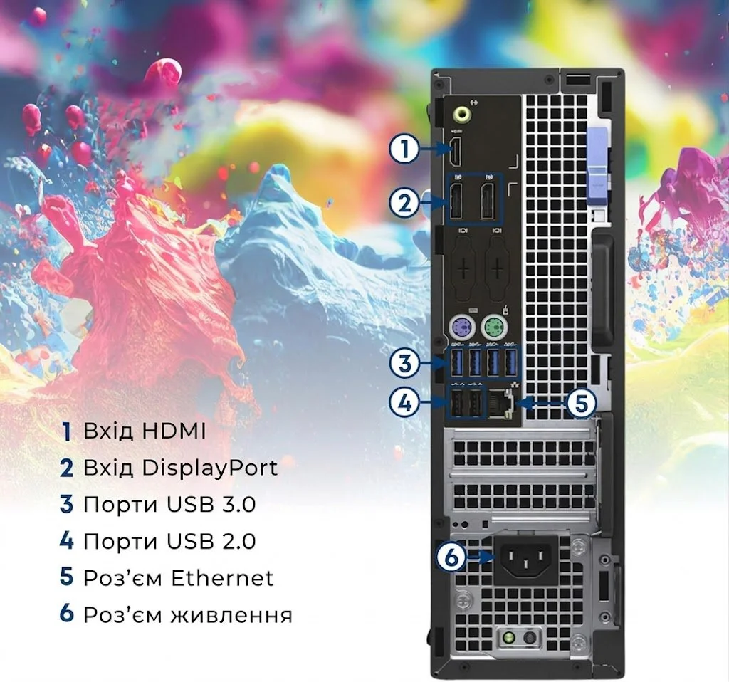 Комп’ютер Dell OptiPlex 3050 SFF / Intel Core i7-6700 / RAM 32GB / SSD 1TB / Intel HD Graphics 530 / DisplayPort / HDMI / LAN / Windows 10 / Чорний, фото №3