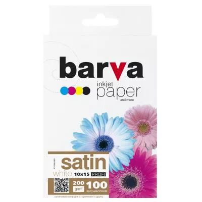 Бумага BARVA 10x15 200 g/m2, PROFI 100арк satin (V200-263), фото №1