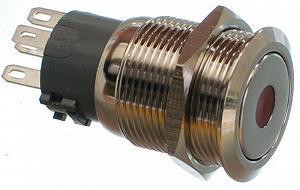 Кнопка антивандальна VJ Parts d22mm стрижка 19mm h32mm 5 контактів індикація - Фото 1