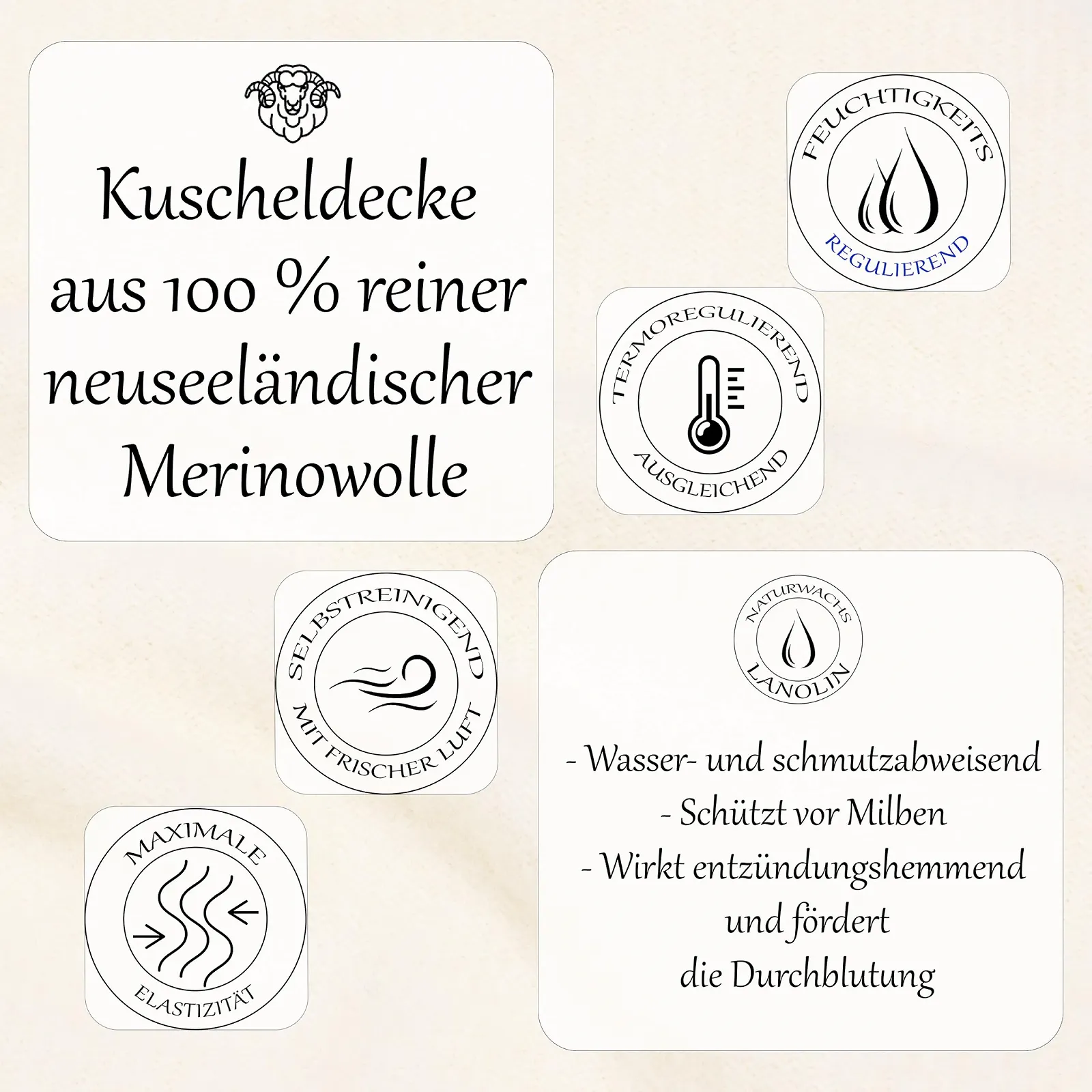 Плед из мериносовой шерсти PinkZebra Очень теплый Очень толстый 500 г/м². Прибл. 160 x 200 см, 100% Чистая новозеландская шерсть, Белый, фото №3 Плед из мериносовой шерсти PinkZebra Очень теплый Очень толстый 500 г/м². Прибл. 160 x 200 см, 100% Чистая новозеландская шерсть, Белый, фото №3