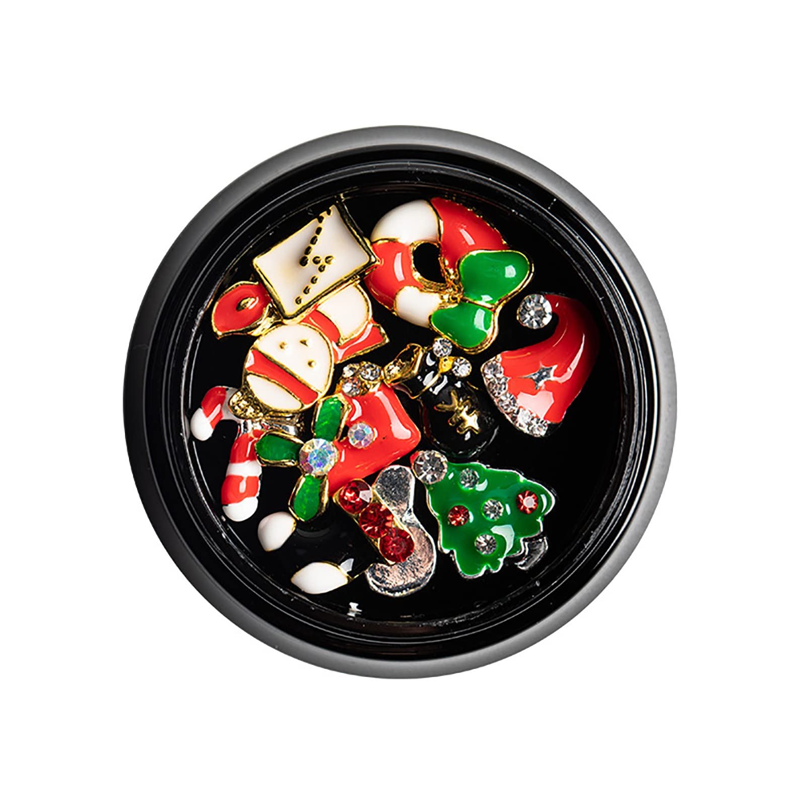 Стрази для нігтів Різні форми та розміри 1 коробка Дід Мороз Новорічна ялинка, фото №1