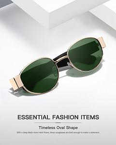 Сонцезахисні окуляри Retro Enafad для жінок і чоловіків, овальні, металеві, класичні, захист UV400 synthetic.ua - Фото 1