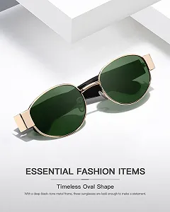 Сонцезахисні окуляри Retro Enafad для жінок і чоловіків, овальні, металеві, класичні, захист UV400 synthetic.ua - Фото 1
