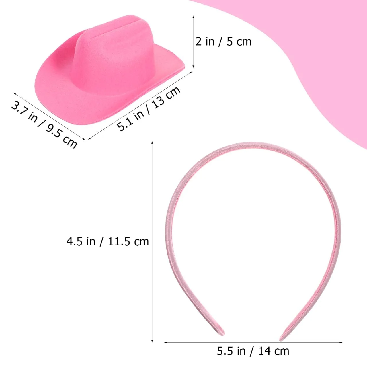 Обруч на голову Капелюх міні-ковбойський Gatuida Рожевий, фото №9