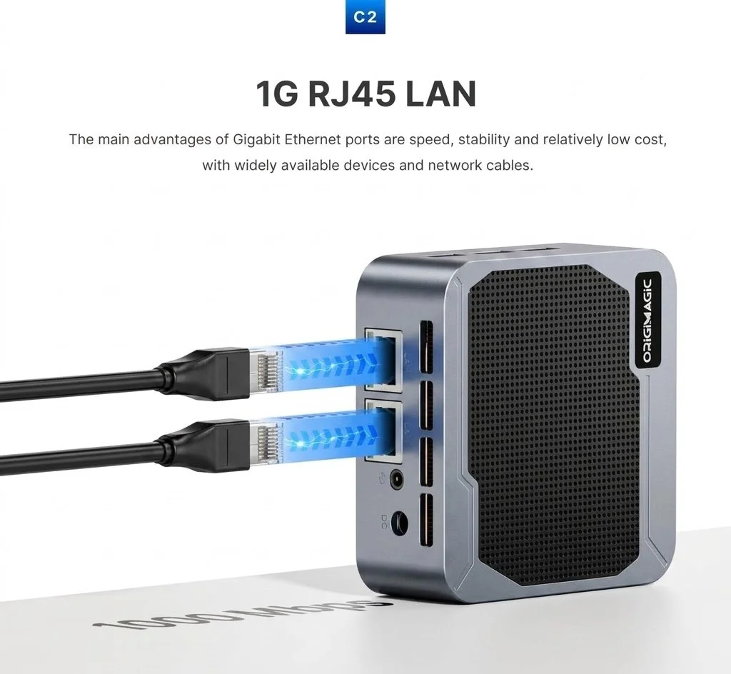 Міні ПК ORiGiMaGiC C2 / Intel N150 / RAM 12GB / SSD 512GB / 2 x HDMI / 2 x LAN / Wi-Fi 5 / Bluetooth 5.0 / Windows 11 / Чорний, фото №2 Міні ПК ORiGiMaGiC C2 / Intel N150 / RAM 12GB / SSD 512GB / 2 x HDMI / 2 x LAN / Wi-Fi 5 / Bluetooth 5.0 / Windows 11 / Чорний, фото №2
