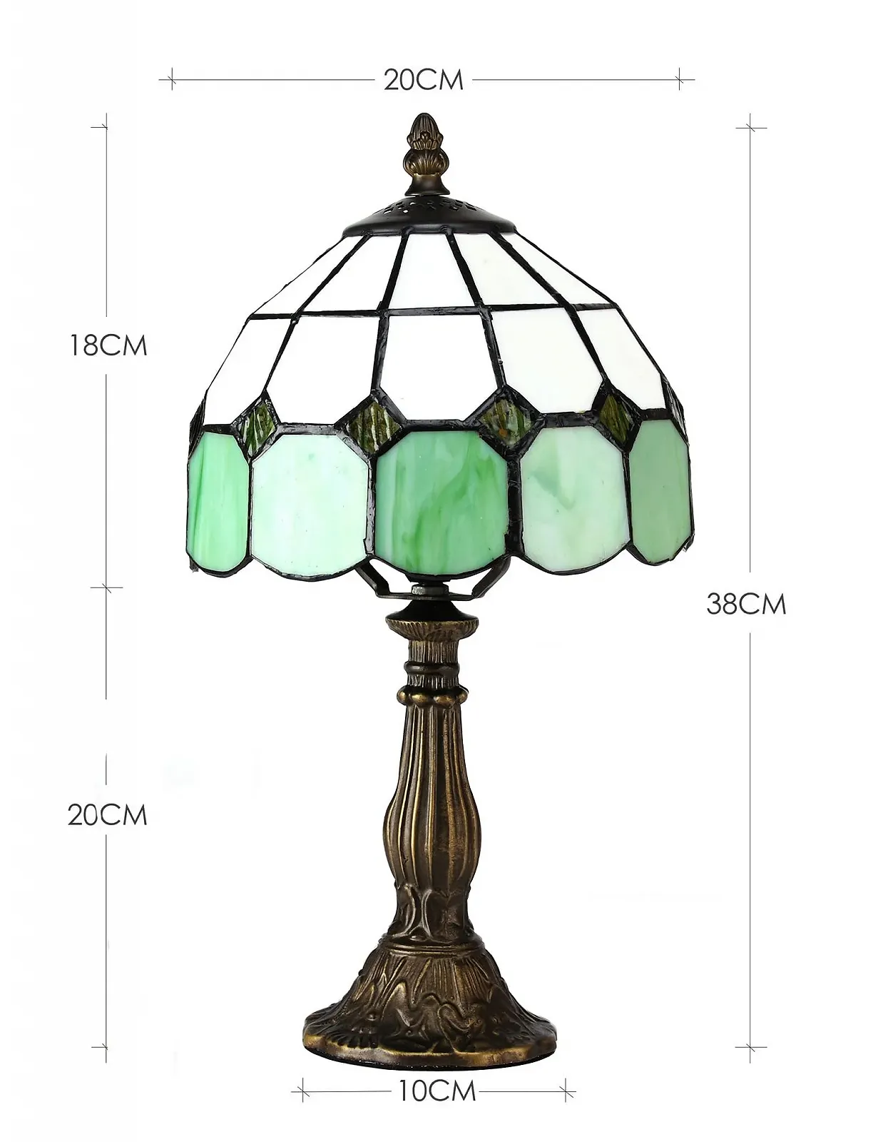 Настільна лампа Tiffany Style Mediterranean вітражне скло 20 см 38 см Зелена, фото №4