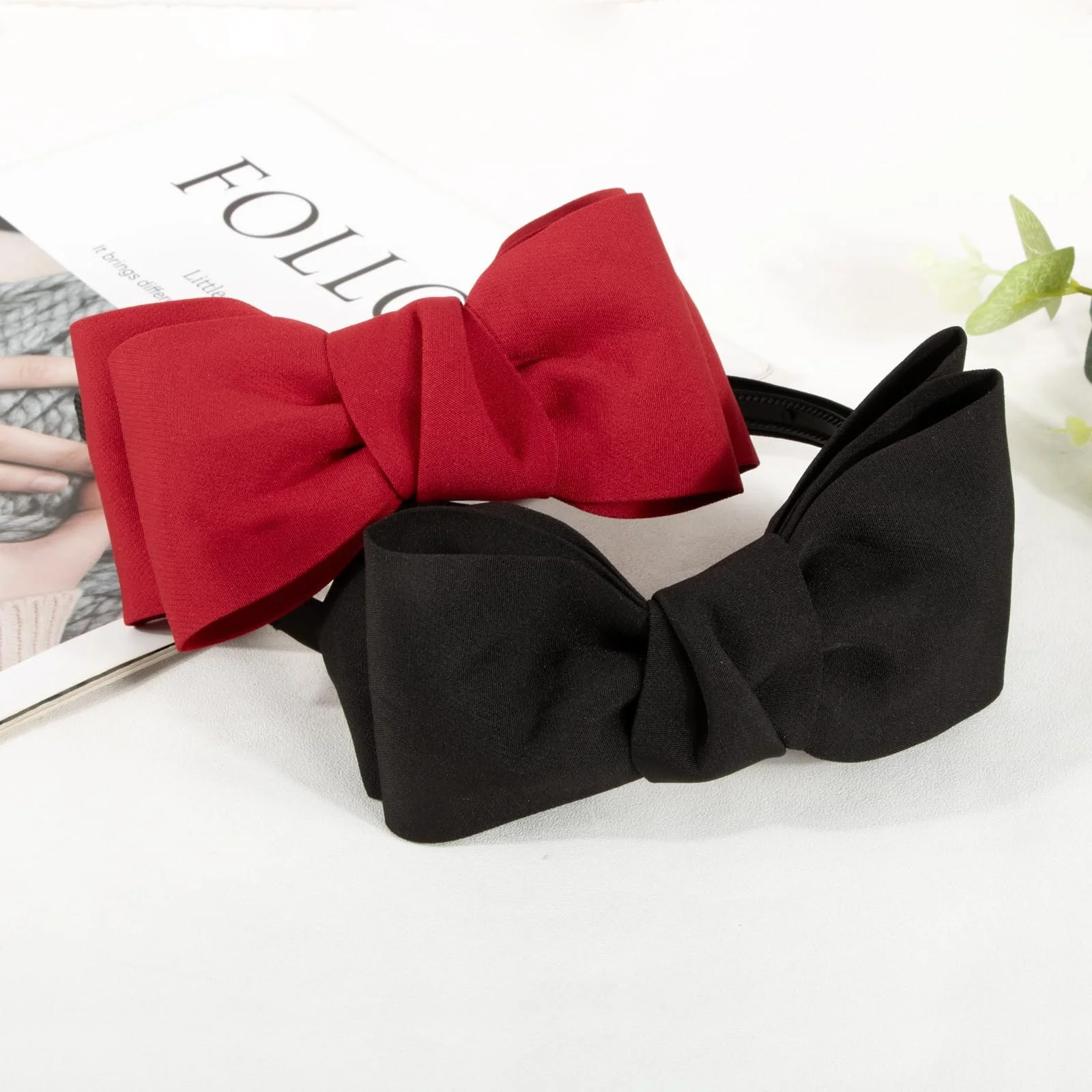 Набір Обруч для волосся Бант Чорний і Червоний, фото №3
