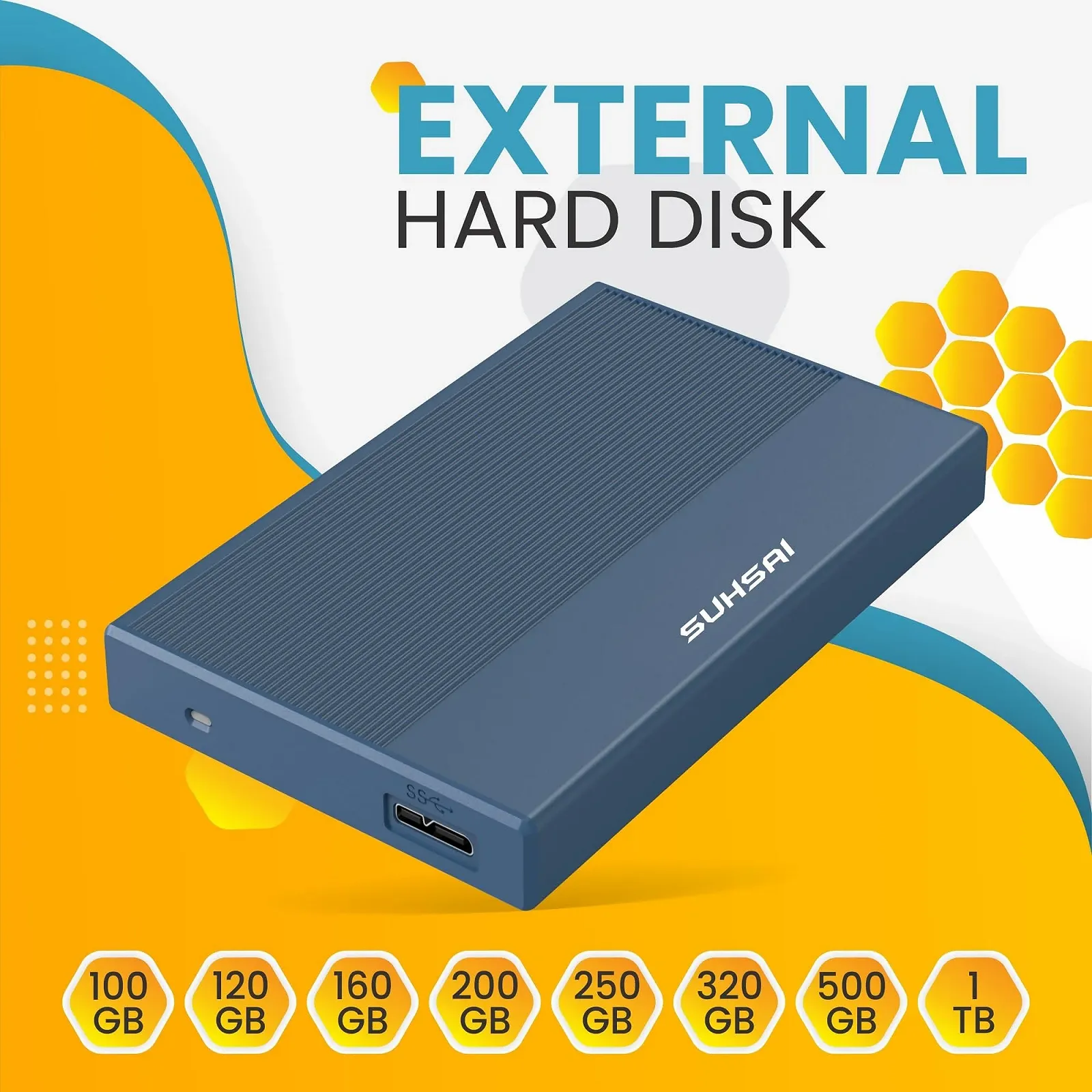 Внешний жесткий диск SUHSAI 500GB USB 3.0 Blue, фото №5 Внешний жесткий диск SUHSAI 500GB USB 3.0 Blue, фото №5