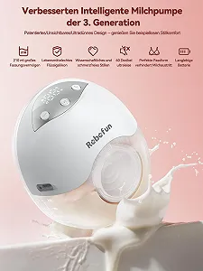 Електричний Молоковідсмоктувач Robofun Hands-Free, подвійний, 4 режими, 12 рівнів всмоктування, 19 мм/21 мм/24 мм, 2 шт synthetic.ua - Фото 1