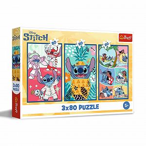 Пазли Trefl 3-в-1 Lilo & Stitch Світ Стіча 3 x 80 елементів для дітей від 5 років - Фото 1