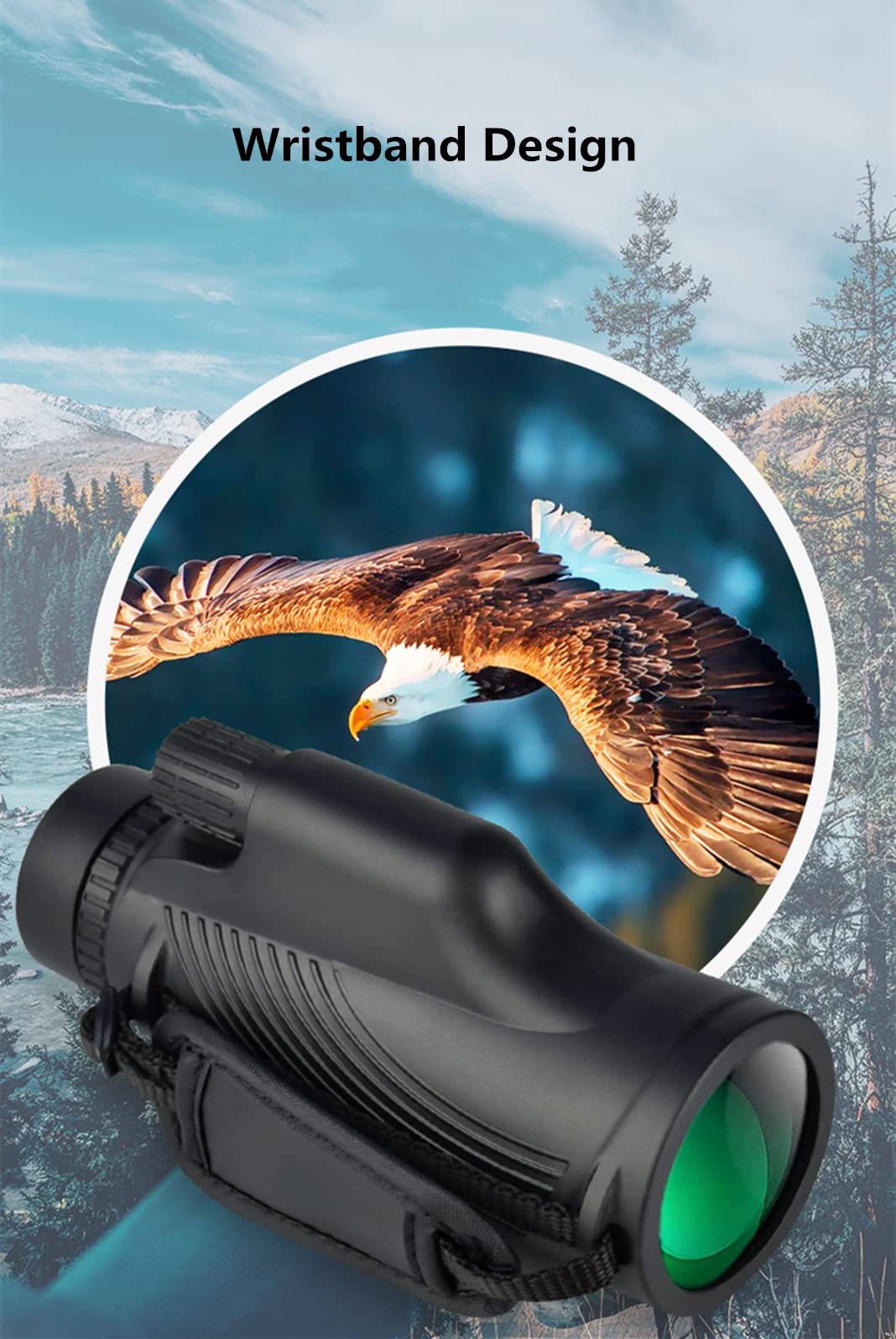 Монокуляр UWHITE 10 x 42 Мощный BAK4 Prisms & FMC Lens Компактный Водонепроницаемый для Наблюдения за Птицами и Походов с Ремешком для Руки, фото №5