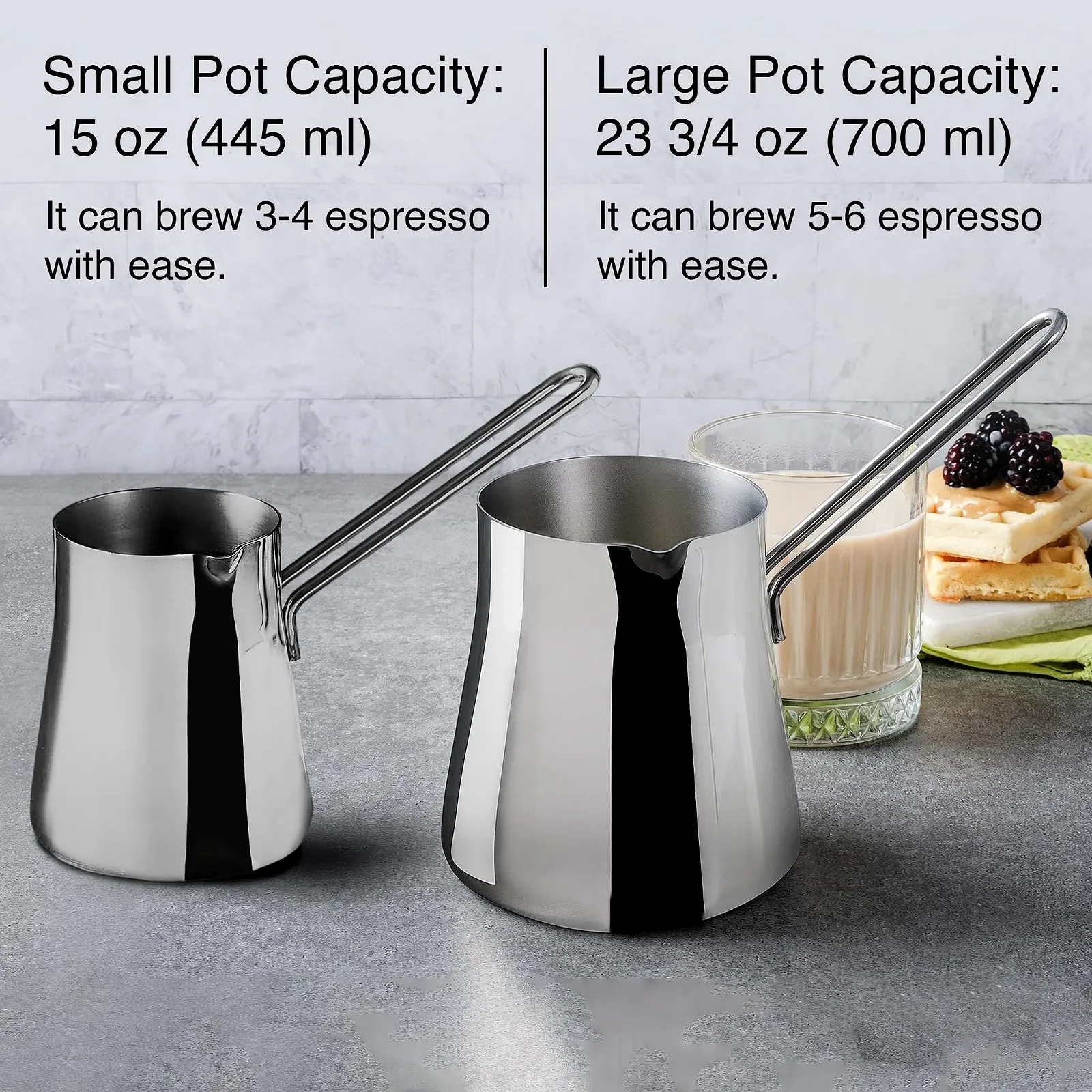 Турка Crystalia 18/10 из нержавеющей стали, 850 мл, фото №8