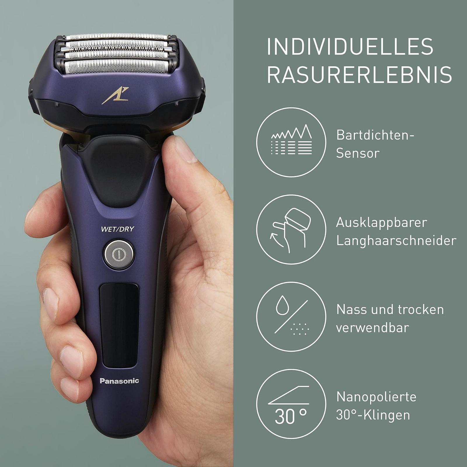 Электробритва Panasonic Wet/Dry влагостойкая 5 лезвий датчик бороди мотор 70000 движ/мин, фото №4