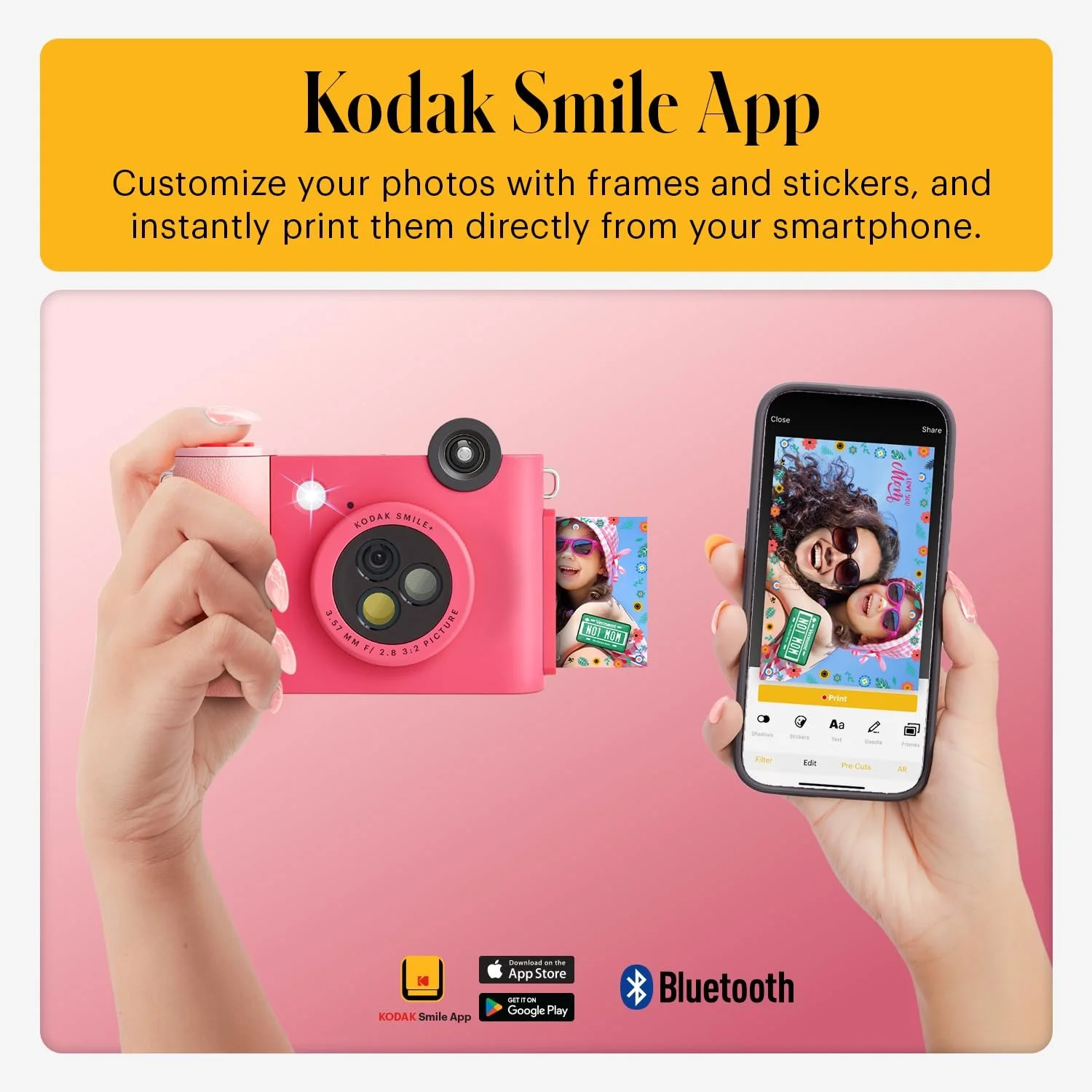 Цифровая камера мгновенной печати и принтер Kodak Smile+ 10MP Bluetooth Fuchsia, фото №4